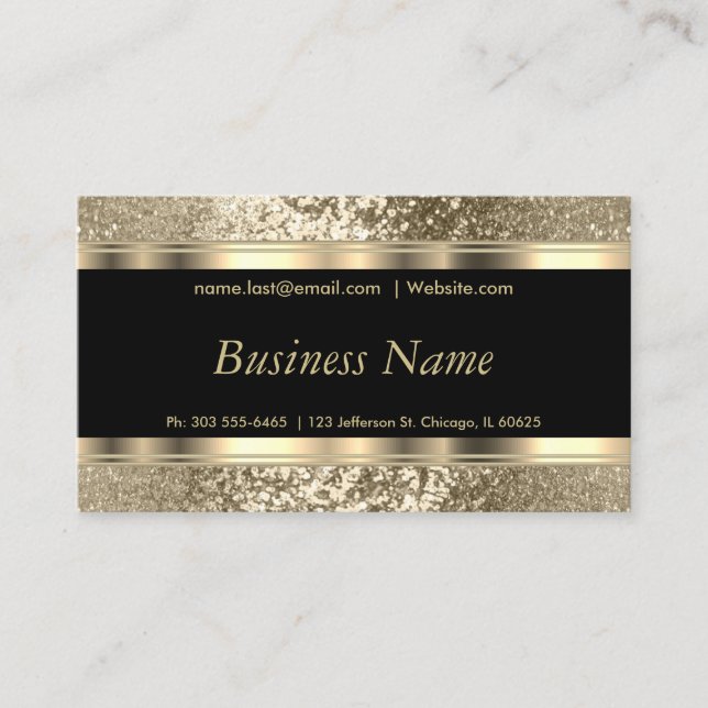 Gold Glitter and Elegant Gold Business Card (Front)