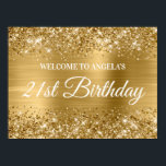 Gold Glitter and Foil 21st Birthday Welcome Poster<br><div class="desc">Create your own 21st birthday party celebration welcome sign 24x18 poster for your friend. I have some other milestone birthdays available, but can answer creator requests here in the system. The background features a faux sparkly gold glitter with a golden yellow brushed metal ombre foil digital art graphic. All the...</div>
