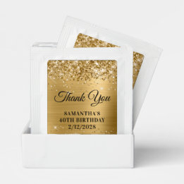 Gold Glitter and Foil 40th Birthday Thank You