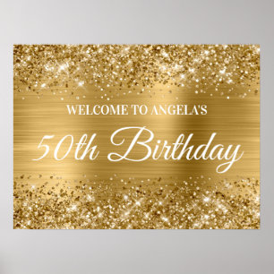 Gold Glitter and Foil 50th Birthday Welcome Poster