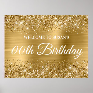 Gold Glitter and Foil Any Age Birthday Welcome Poster