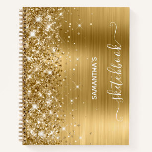 Gold Glitter and Foil Girly Sketchbook Notebook