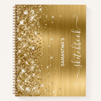 Gold Glitter and Foil Girly Sketchbook Notebook