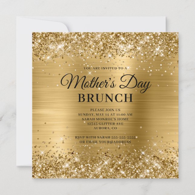 Gold Glitter and Foil Mother's Day Brunch Invitation (Front)