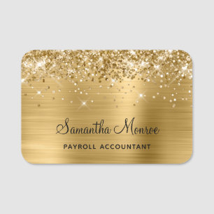 Gold Glitter and Foil Name Tag