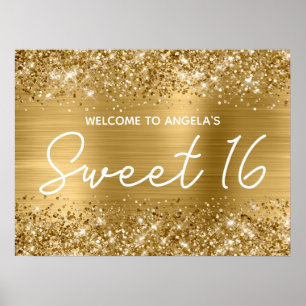 Gold Glitter and Foil Sweet 16 Welcome Poster