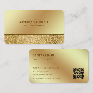 Gold Glitter and Gold Metal  Business Card