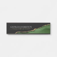 Gold Glitter and Green Agate Monogram