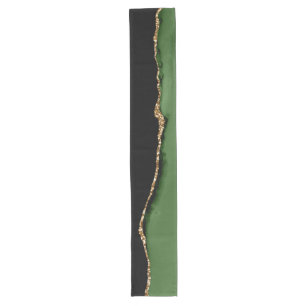 Gold Glitter and Green Agate Monogram Long Table Runner