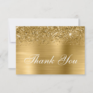 Gold Glitter and Ombre Foil Thank You Card