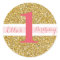 Gold Glitter and Pink First Birthday Stickers