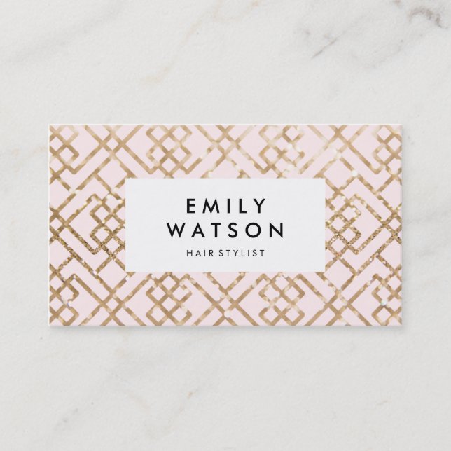 Gold glitter and pink pattern Business Cards (Front)