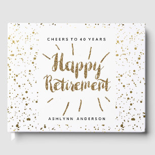 Gold Glitter and Polka Dots Retirement Guest Book