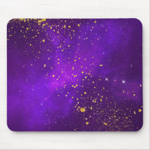 Gold Glitter and Purple Galaxy Mouse Pad