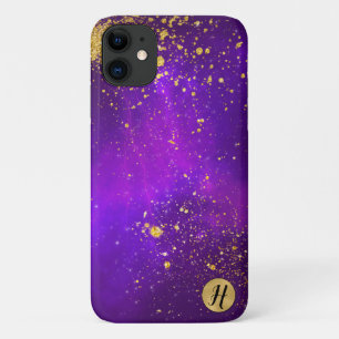 Gold Glitter and Purple Galaxy Phone Case