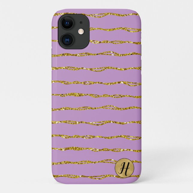 Gold Glitter and Purple Phone Case (Back)