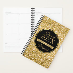 Gold Glitter And Ribbon With Diamonds Planner