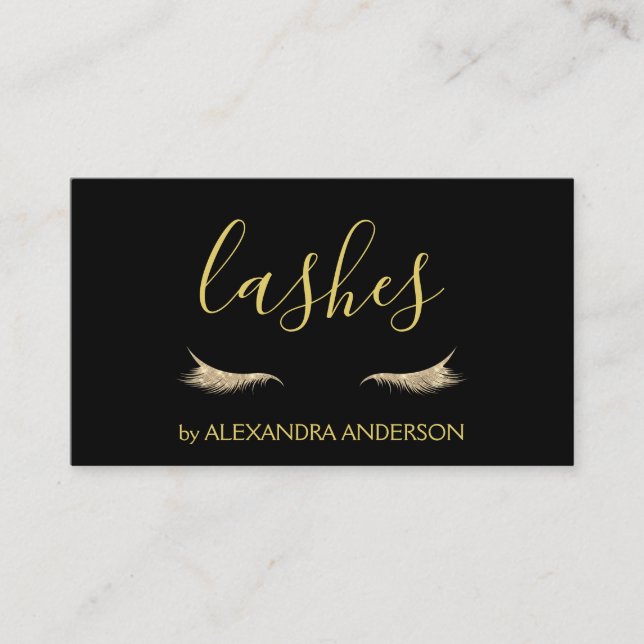 Gold Glitter and Sparkle Eyelash Extension Business Card (Front)
