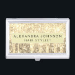 Gold Glitter and Sparkle Monogram Business Card Holder<br><div class="desc">Gold Faux Dripping Glitter and Sparkle Elegant Girly Business Card Holder. This Business Card Holder can be customised to include your first and last name.</div>