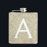 Gold Glitter and Sparkle Monogram Initial Hip Flask<br><div class="desc">Gold Faux Glitter and Sparkle Elegant Monogram Flask. This Flask can be customised to include your initial and first name. The Gold Flask is perfect for a birthday or bachelorette party celebration.</div>