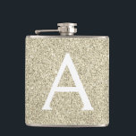 Gold Glitter and Sparkle Monogram Initial Hip Flask<br><div class="desc">Gold Faux Glitter and Sparkle Elegant Monogram Flask. This Flask can be customised to include your initial and first name. The Gold Flask is perfect for a birthday or bachelorette party celebration.</div>