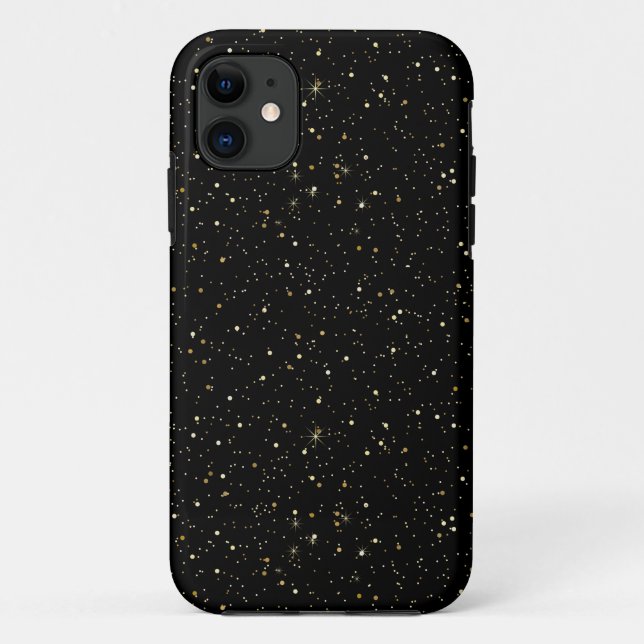 Gold glitter and sparkles on black Case-Mate iPhone case (Back)