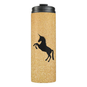 Gold Glitter And Unicorn Thermal Tumbler