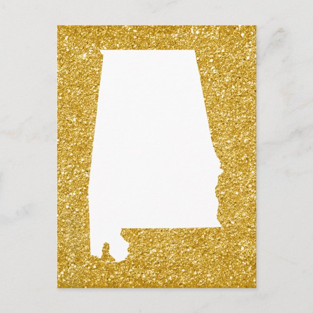 Gold Glitter and White Alabama Postcard (Front)