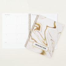Gold Glitter and White Marble Appointment Book
