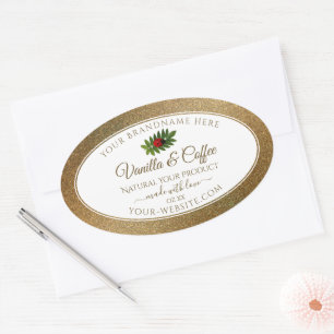 Gold Glitter and White Product Labels Cute Ladybug