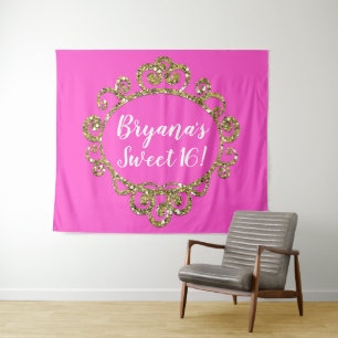 Gold Glitter ANY COLOR Birthday Party Backdrop Tapestry