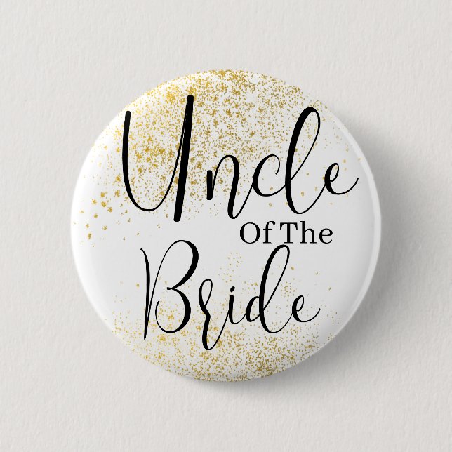 Gold Glitter aucle of bride wedding  Button (Front)