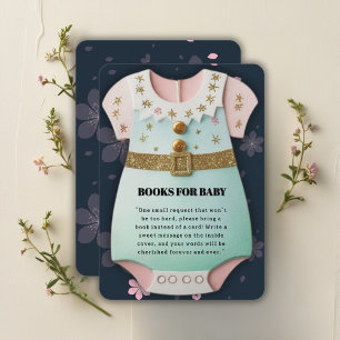Gold Glitter Baby Clothes Floral Baby Shower Enclosure Card