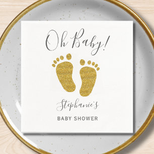 Gold Glitter Baby Feet Napkin