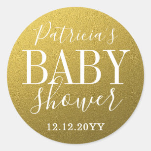 Gold Glitter Baby Shower Classic Round Sticker