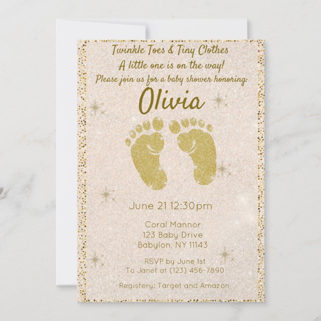 Gold Glitter Baby Shower Invitation (Front)