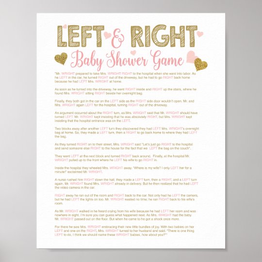 Left Right Game Story Baby Shower