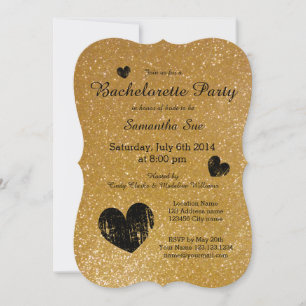 Gold glitter bachelorette party invitations