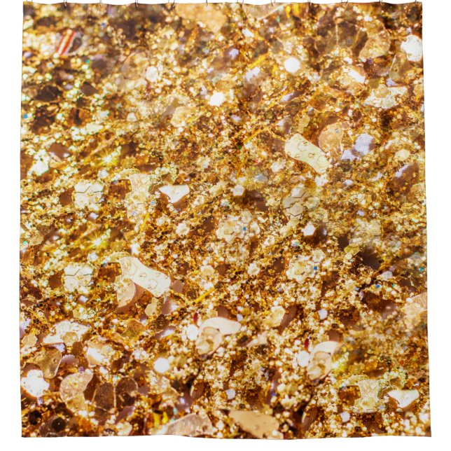 Gold glitter background shower curtain (Front)