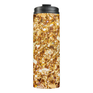 Gold glitter background thermal tumbler