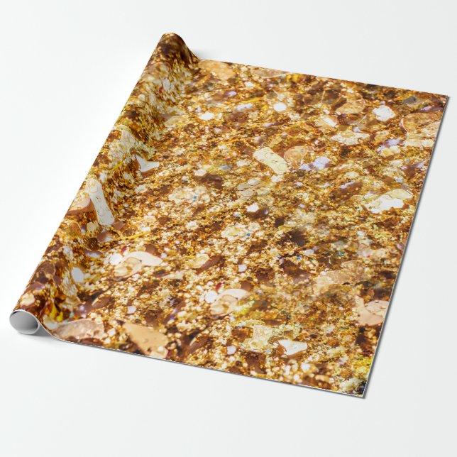 Gold glitter background wrapping paper (Unrolled)