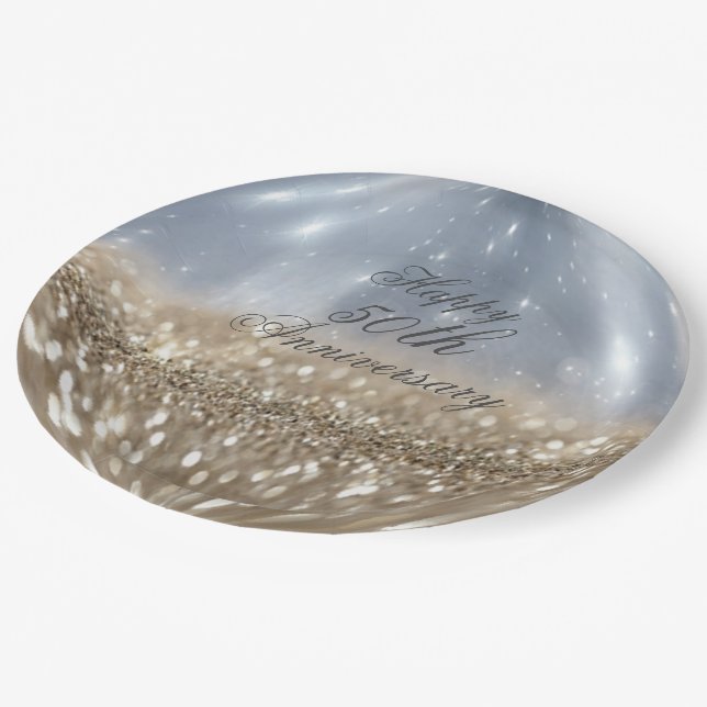 Gold Glitter Ball Paper Plates (Angled)