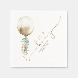 Gold Glitter Balloon Garland Elegant Baby Shower Napkin