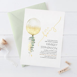 Gold Glitter Balloon Modern Baby Shower It's A Boy