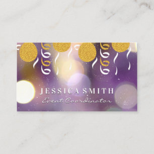 Gold Glitter Balloons and Confetti Business Card