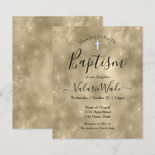 Gold Glitter Baptism Budget Invitations