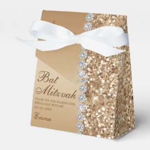 Gold Glitter Bat Mitzvah Favour Box