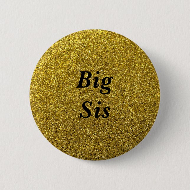 Gold Glitter Big Sis Baby Shower Button (Front)