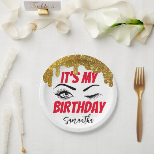 Gold Glitter Birthday 18th 21st 40th 50th Paper Plate