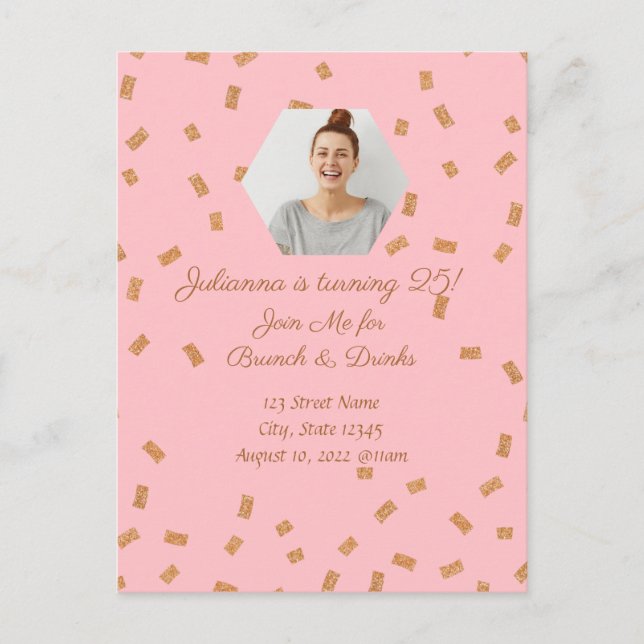 Gold Glitter Birthday Celebration Postcard (Front)